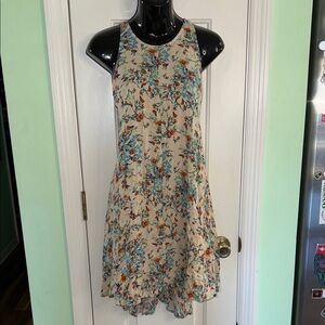 Entro Floral Lace Up Back Racer Swing Dress Boho Gypsy Free Spirited Size Small